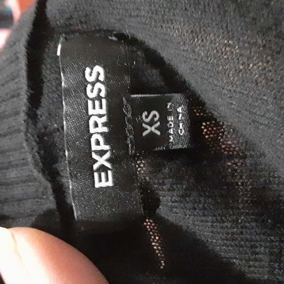 Express Black Cropped Cardigan Short Sleeve Black Glitter Pocket Ladies Size XS - Picture 5 of 6